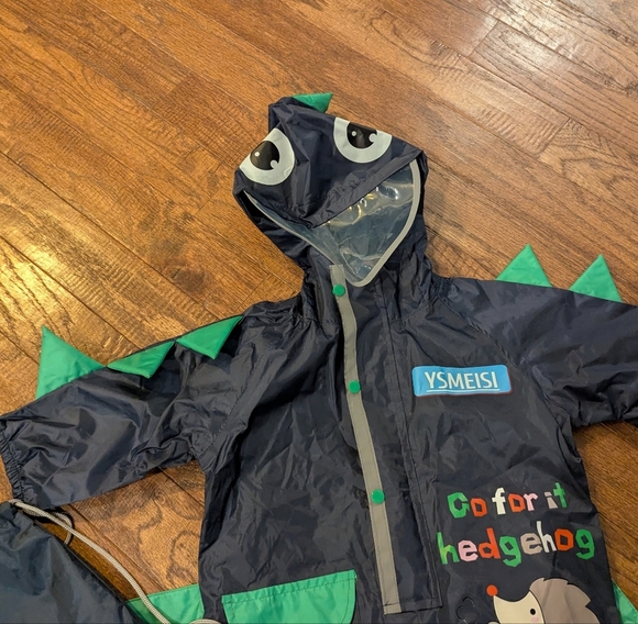 Navy Dinosaur Toddler Rain Suit for size small - Picture 8 of 11